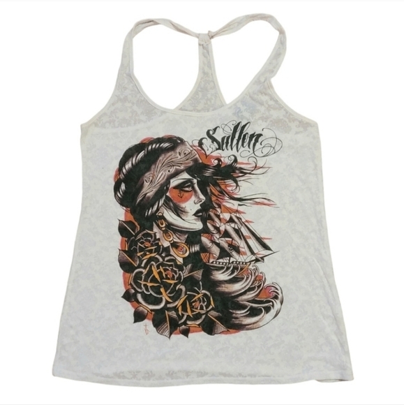 Y2K Sullen Sea Of Sorrows Burnout Tank Sz L - Picture 2 of 8